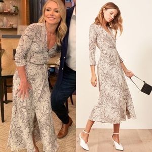 Reformation snake print midi dress